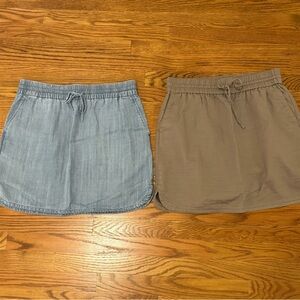 LOFT Drawstring Mini Skirts in Light Blue and Taupe